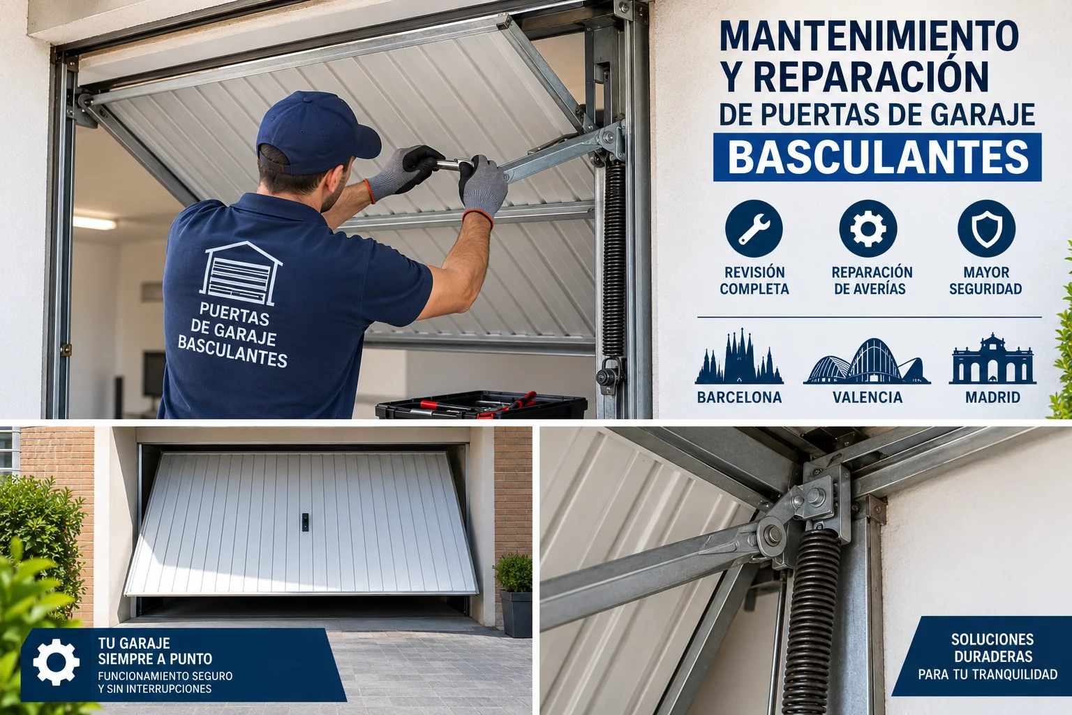 Reparacion Puertas de Garaje Basculantes en Barcelona Valencia Madrid - Mantenimiento Reparaci&oacute;n Puertas de Garaje Basculantes Barcelona Valencia Madrid