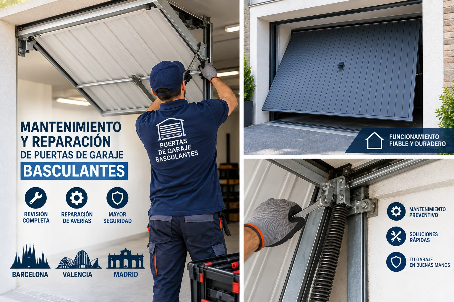 Reparacion Puertas de Garaje Basculantes - Mantenimiento Reparaci&oacute;n Puertas de Garaje Basculantes Barcelona Valencia Madrid